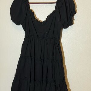 Chic Black Ruffled Mini Dress
